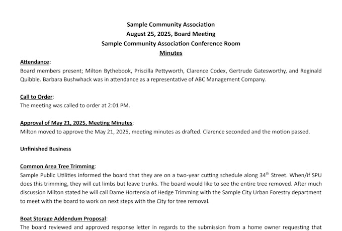 write concise, structured meeting minutes from your recordings